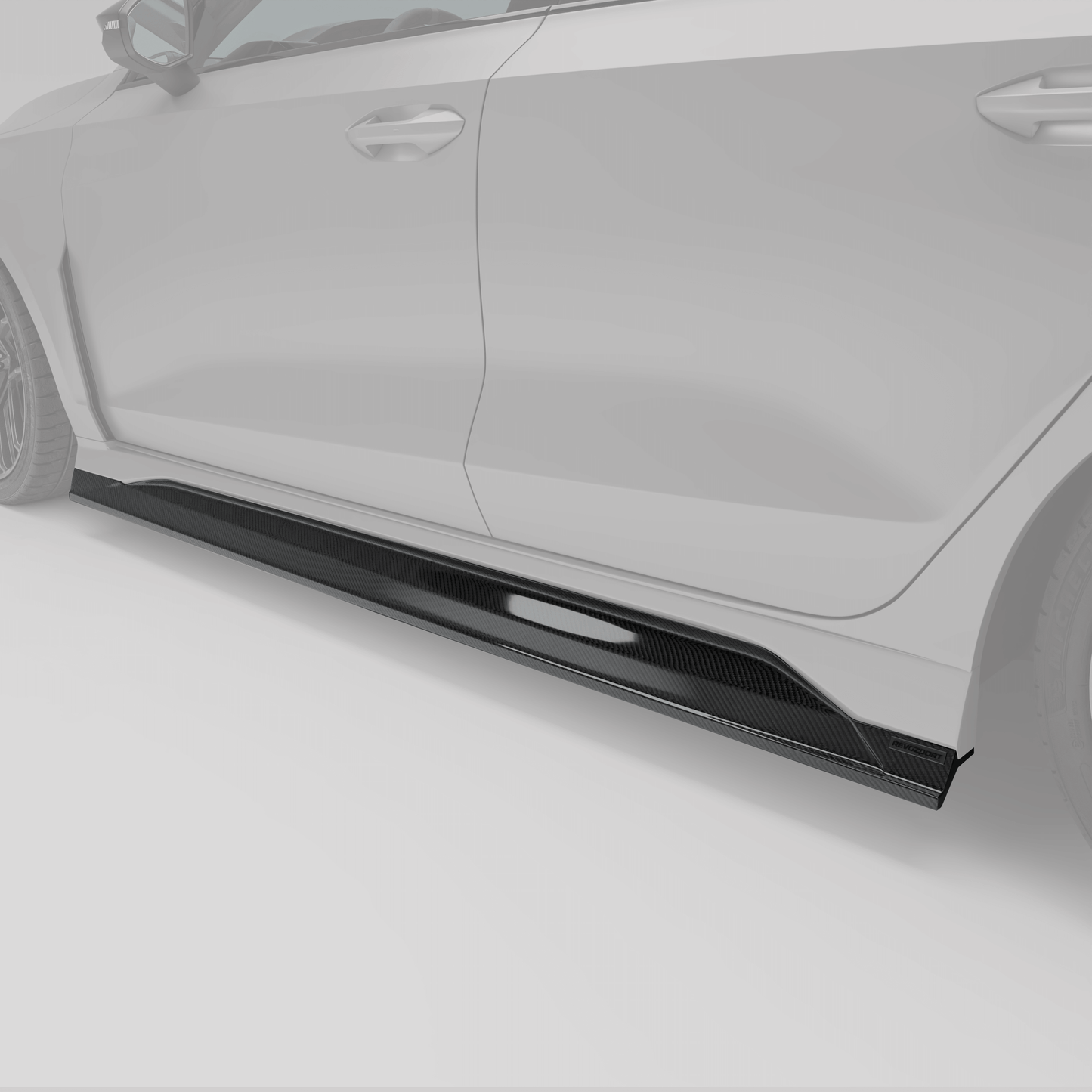 Audi RS3 8Y carbon fiber side skirts, angled profile of weave finish