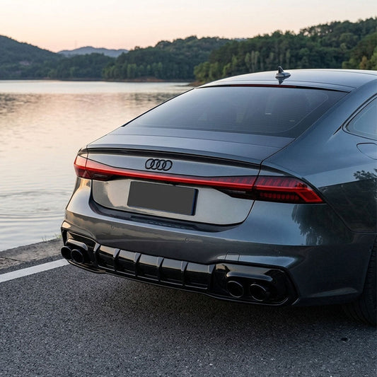 Gloss Black Rear Diffuser for Audi A7 C8 S line(with Black Exhaust Tips)(2019-2020)