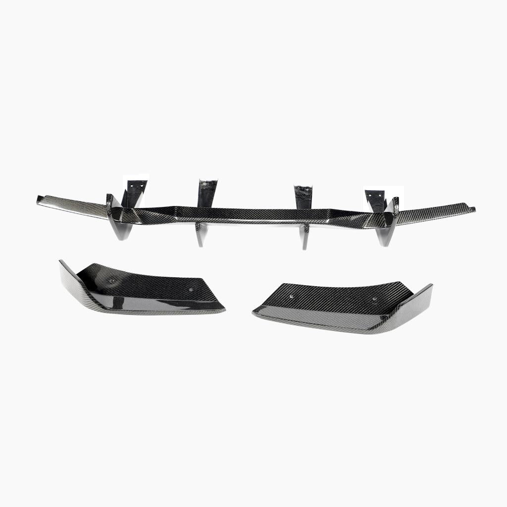 ST Style Carbon Fiber Rear Bumper Diffuser With Splitters for Chevrolet Corvette C8 Stingray Coupe Convertible (2020-2023)