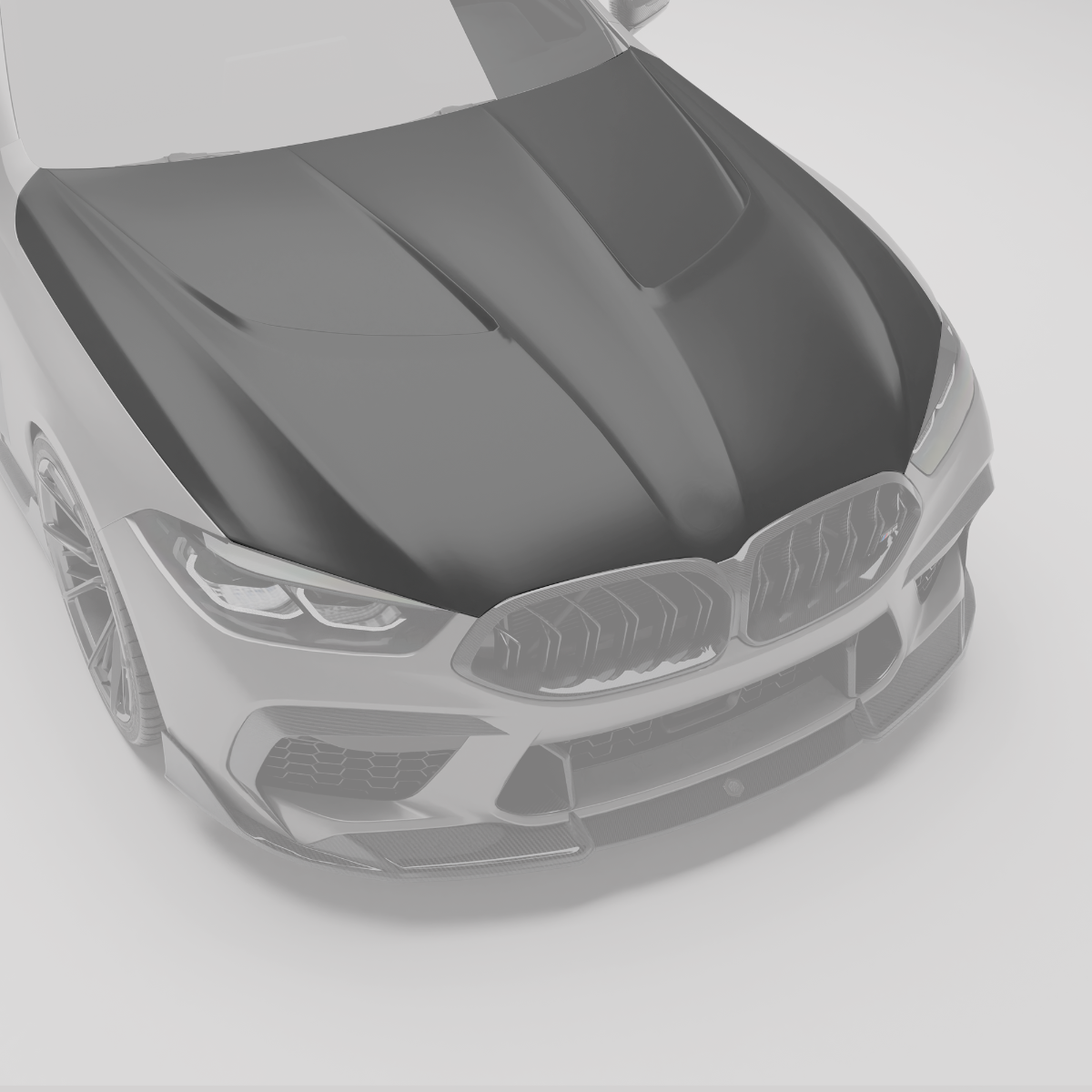 BMW M8 F93 carbon fiber hood top surface weave detail