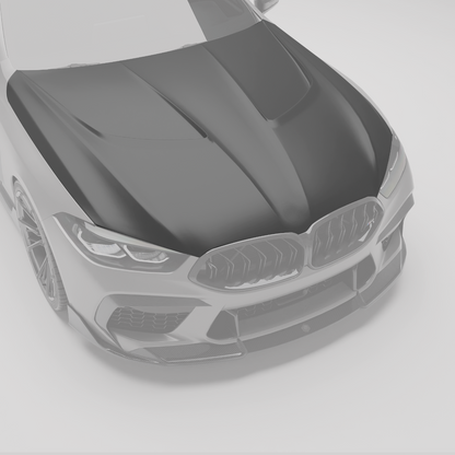 BMW M8 F93 carbon fiber hood top surface weave detail