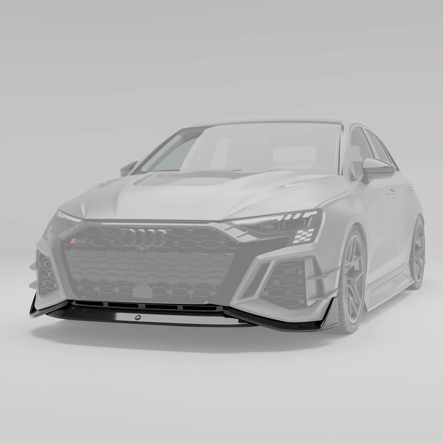 Audi RS3 8Y carbon fiber front lip splitter, angled weave detail