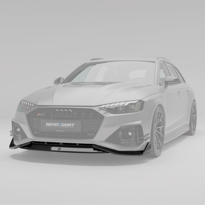 Audi RS4 B9.5 carbon fiber front lip splitter, angled weave detail