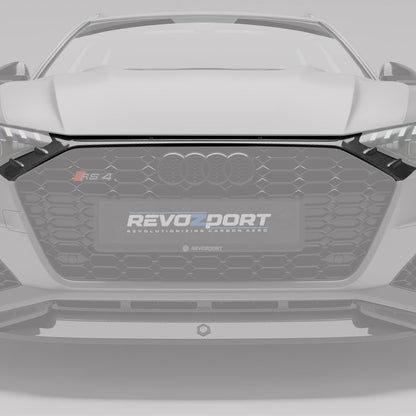 Audi RS4 B9.5 carbon fiber grille close detail on car