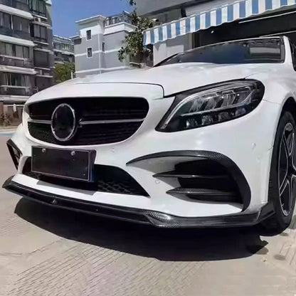 ST Style Carbon Fiber Front Canards for Mercedes Benz C-Class W205 Facelift (2019-2021)