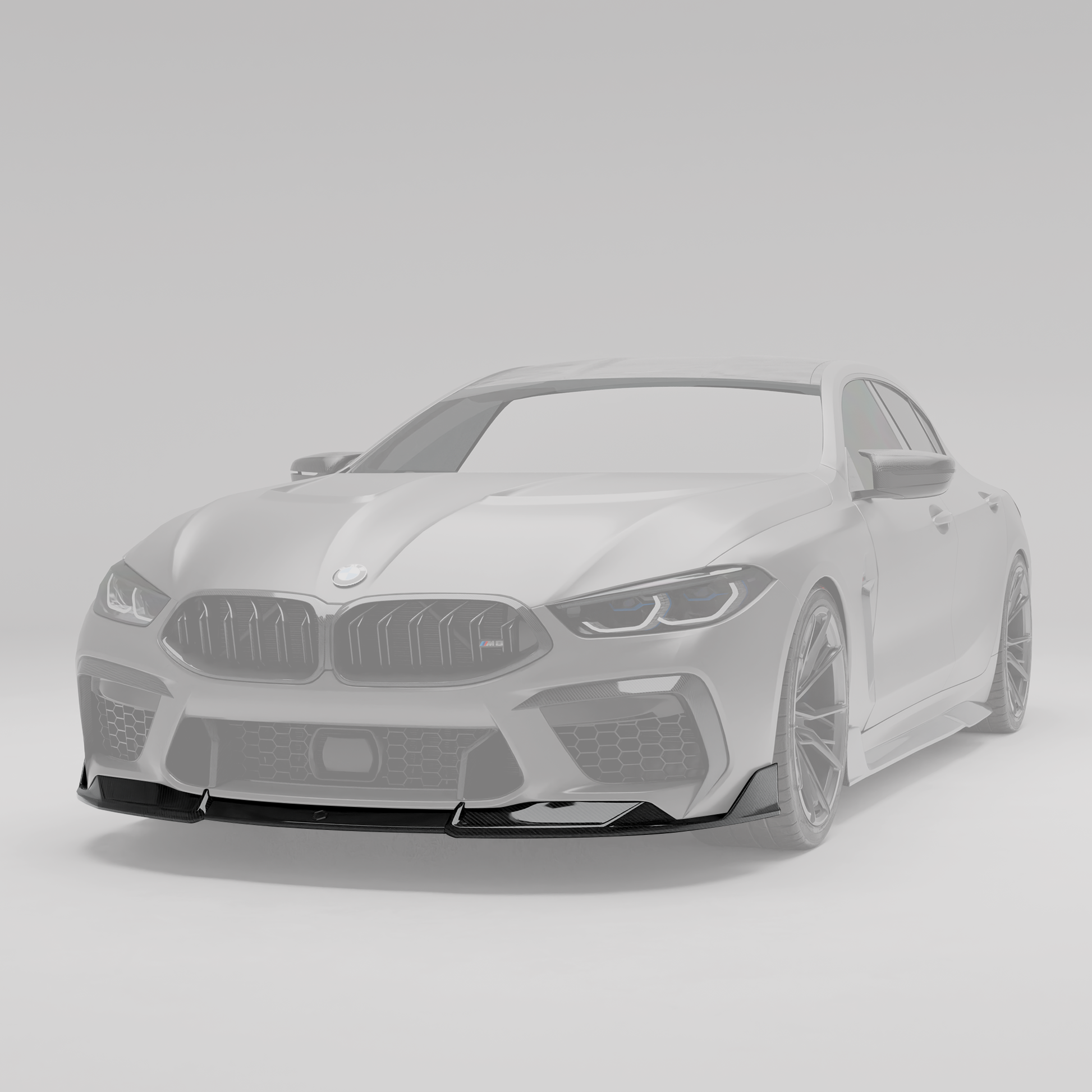 BMW M8 F93 carbon fiber front lip angled weave detail