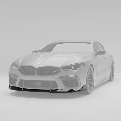 BMW M8 F93 carbon fiber front lip angled weave detail