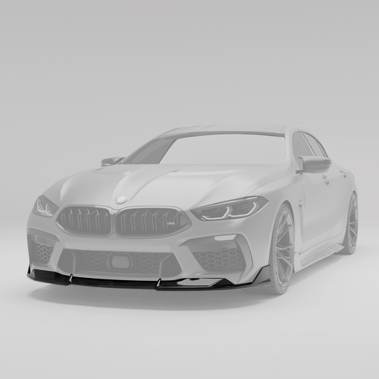 BMW M8 F93 carbon fiber front lip angled weave detail