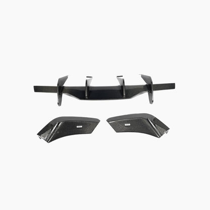 ST Style Carbon Fiber Rear Bumper Diffuser With Splitters for Chevrolet Corvette C8 Stingray Coupe Convertible (2020-2023)