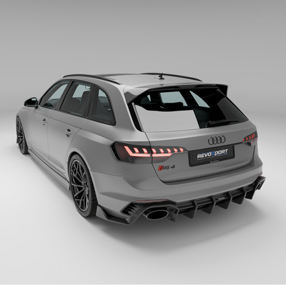 Audi RS4 B9.5 Avant roof spoiler product shot, studio angle