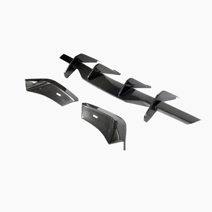 ST Style Carbon Fiber Rear Bumper Diffuser With Splitters for Chevrolet Corvette C8 Stingray Coupe Convertible (2020-2023)