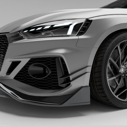 Audi RS5 B9.5 Sportback carbon fiber canards, front corner view