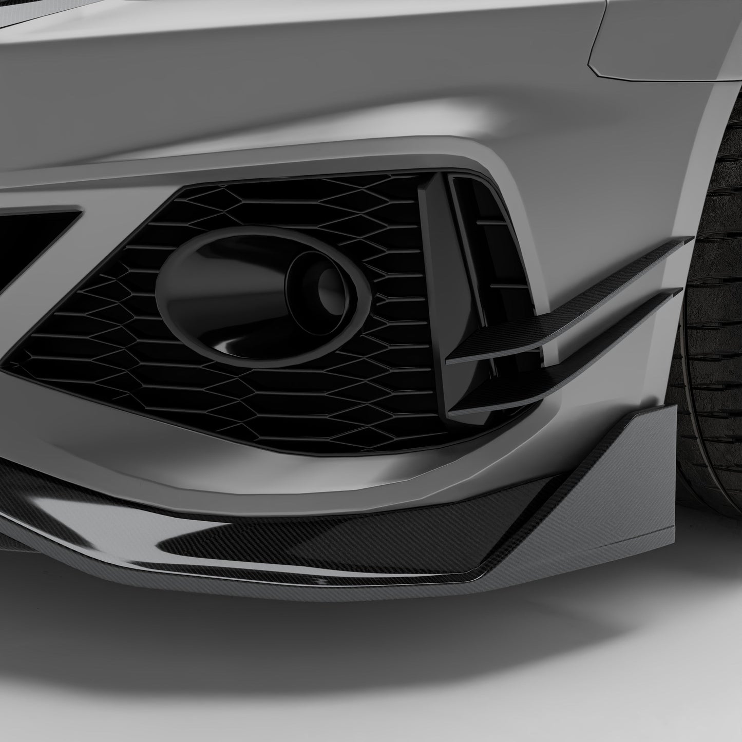 RS5 B9.5 canards installed on the front bumper corner
