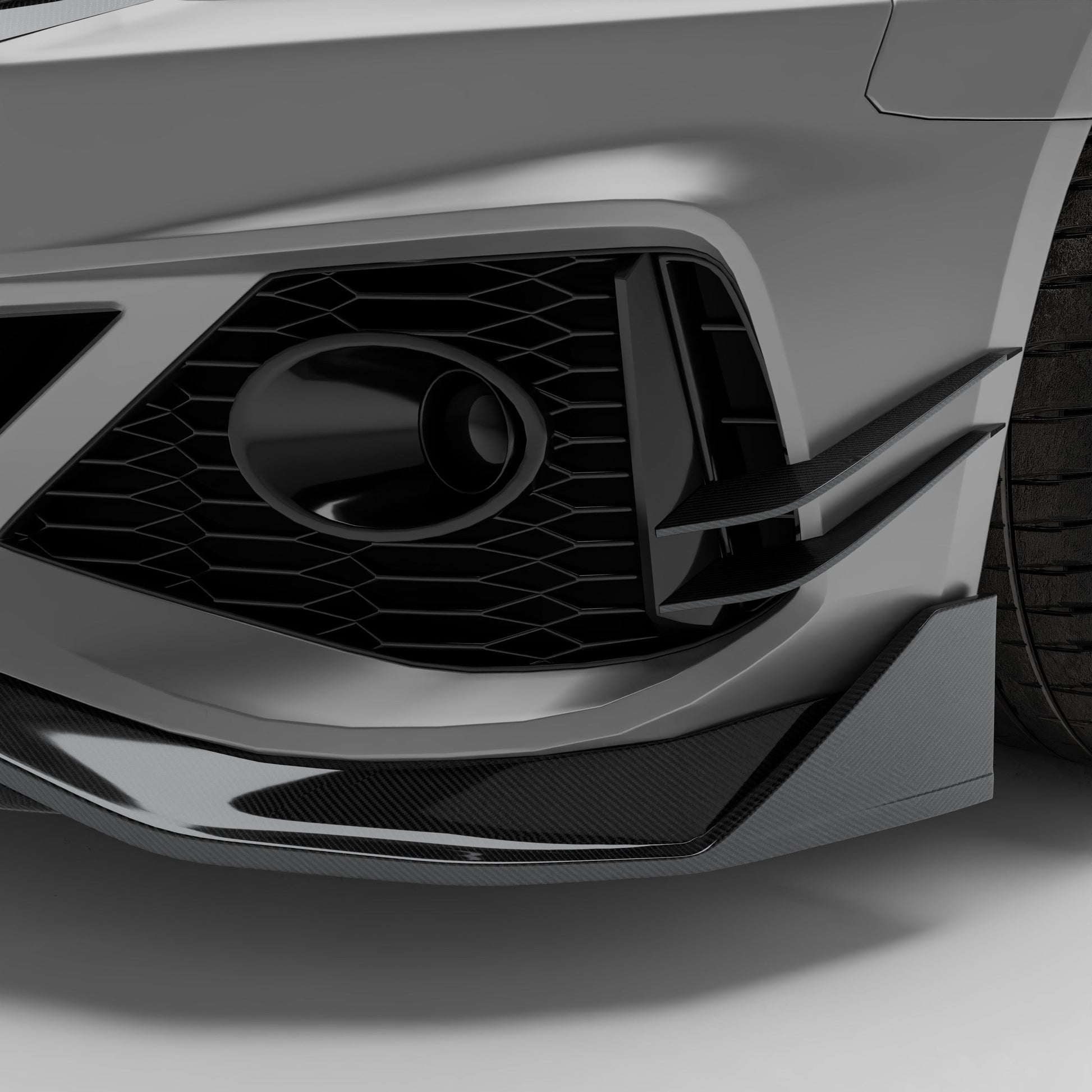 RS5 B9.5 canards installed on the front bumper corner