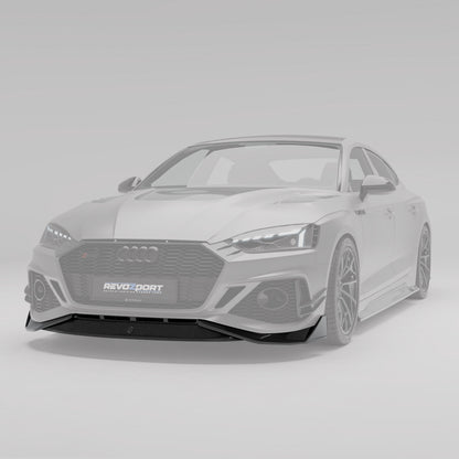 RS5 B9.5 carbon front splitter angled detail along the lower bumper
