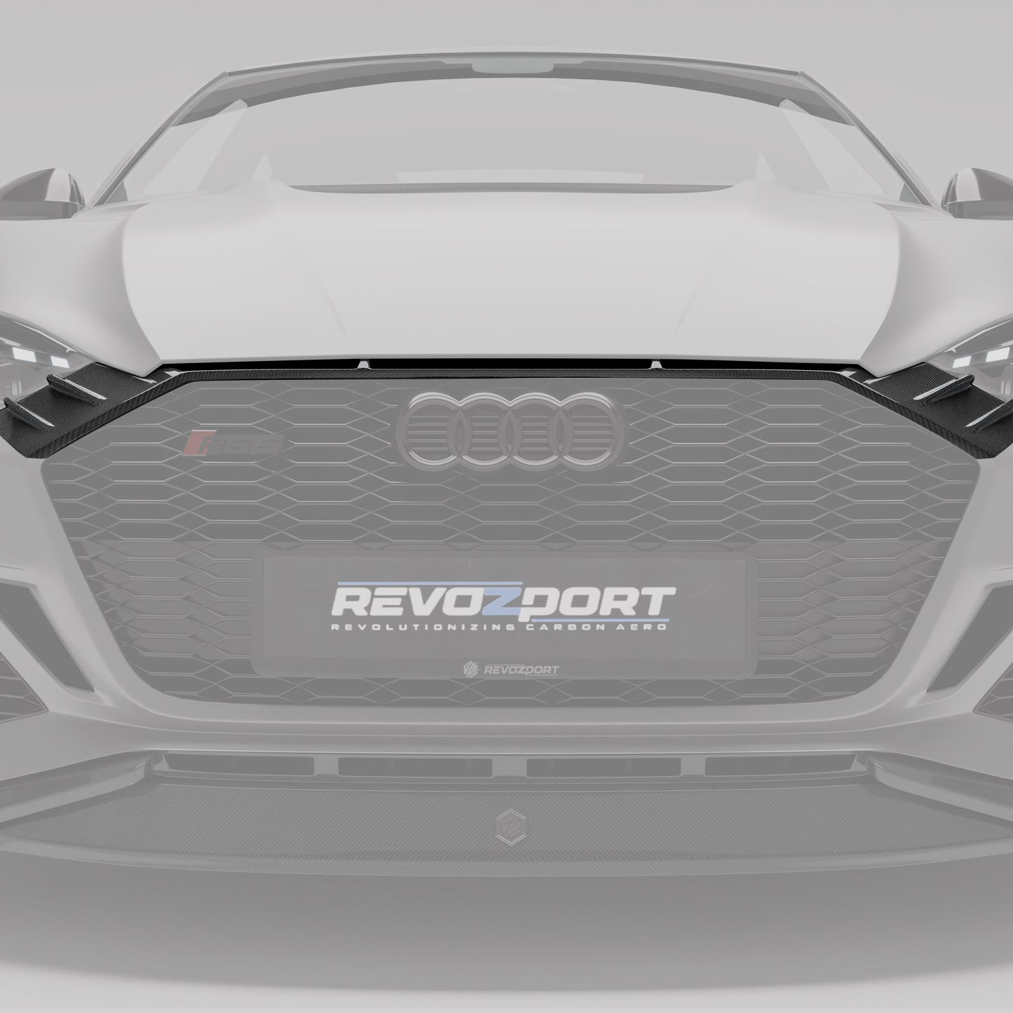 RS5 B9.5 carbon grille trim angled detail on the nose