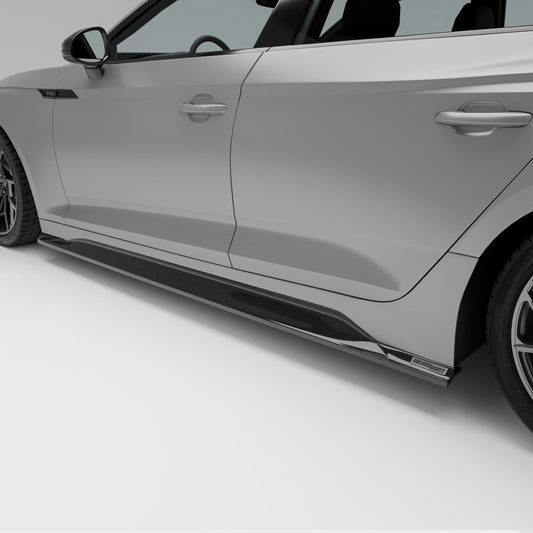 Audi RS5 B9.5 Sportback carbon fiber side skirts, full side profile view