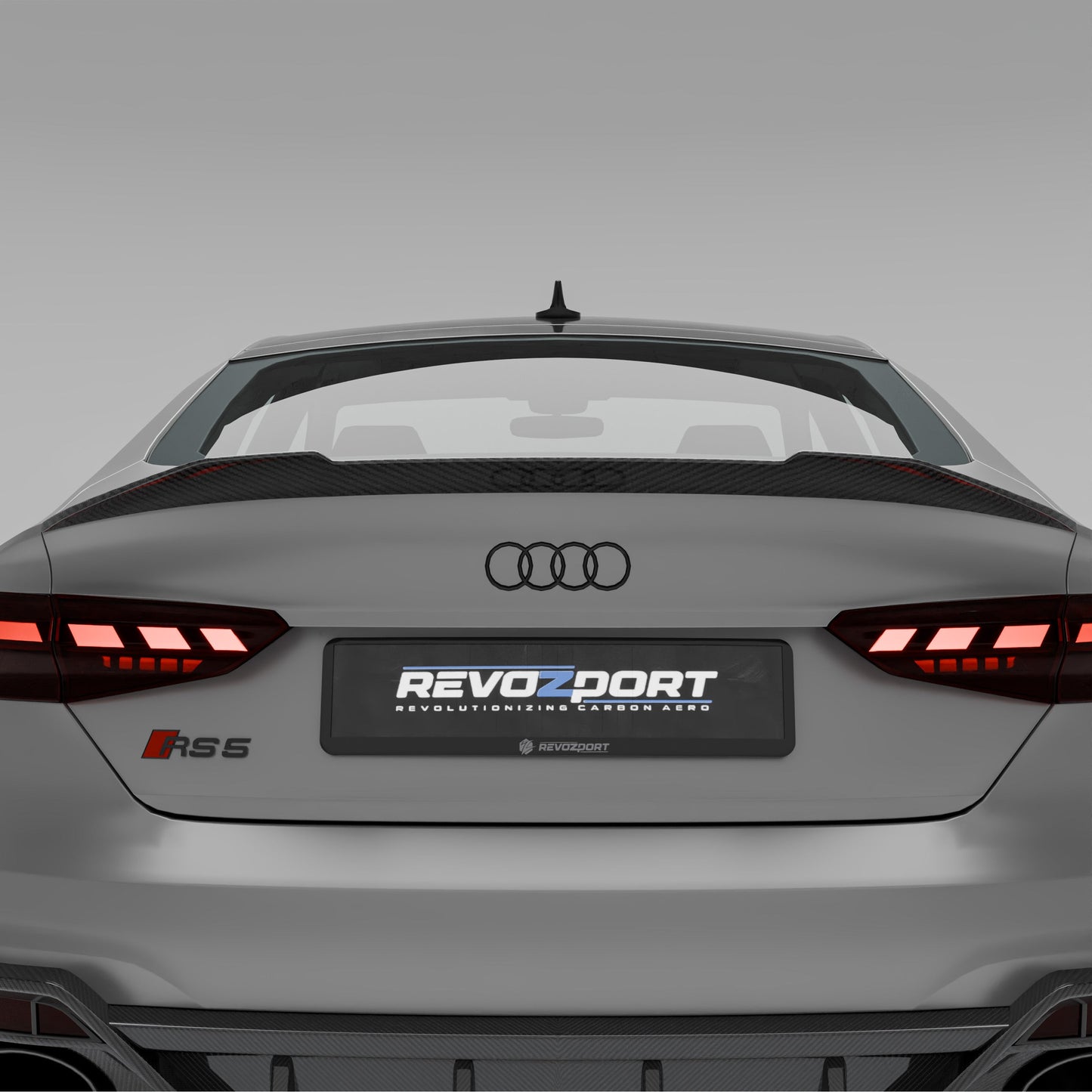 Audi RS5 Sportback carbon spoiler straight-on rear view