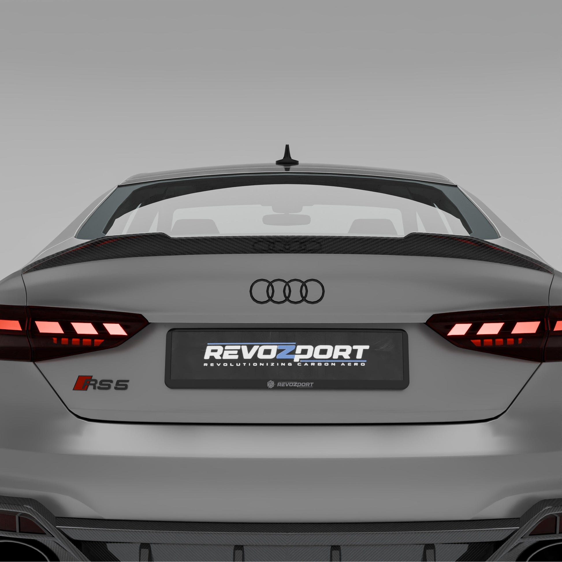 Audi RS5 Sportback carbon spoiler straight-on rear view