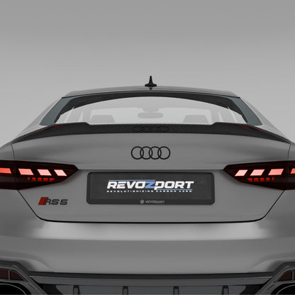 Audi RS5 Sportback carbon spoiler straight-on rear view