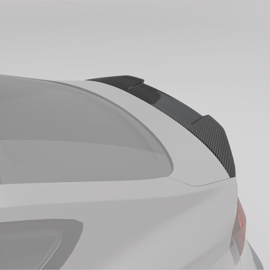 RS5 B9.5 carbon trunk spoiler angled detail on the trunk edge