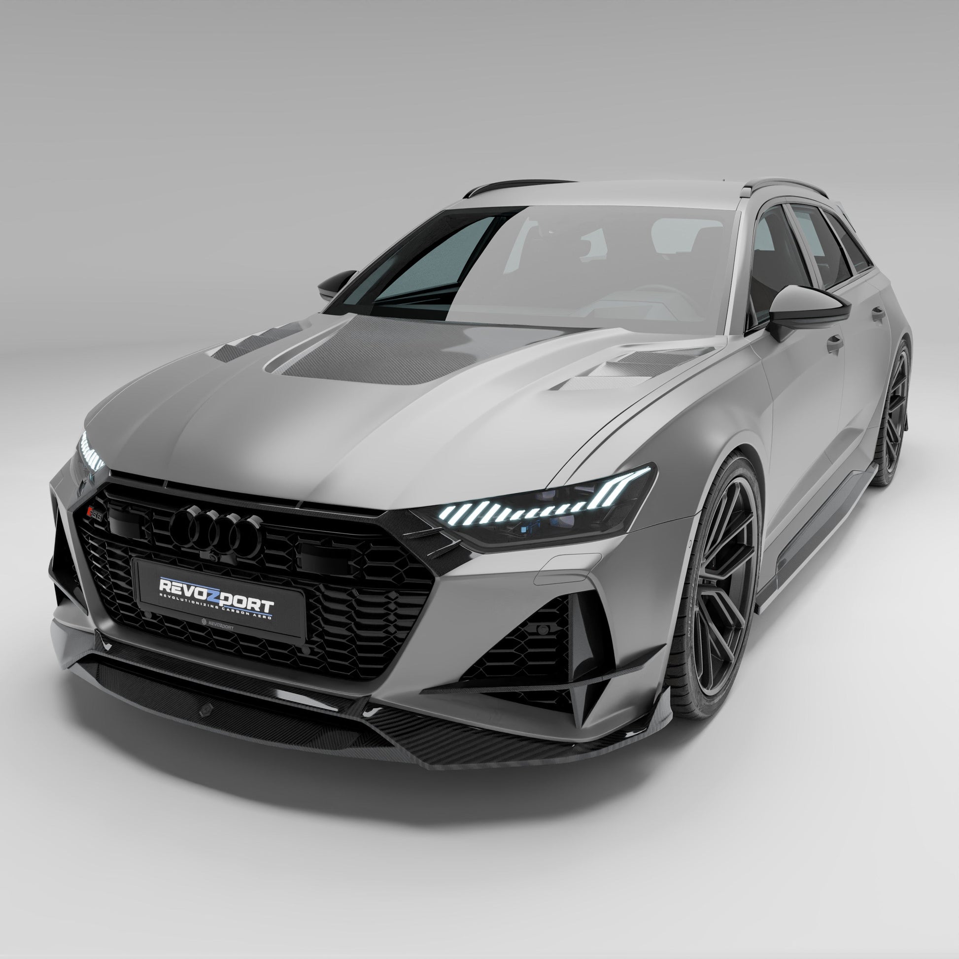 Audi RS6 C8 Avant carbon fiber body kit, front three-quarter view