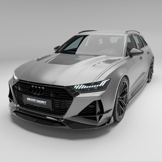 Audi RS6 C8 Avant carbon fiber body kit, front three-quarter view