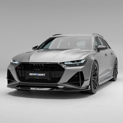 Audi RS6 C8 Avant with carbon fiber front lip, full front view