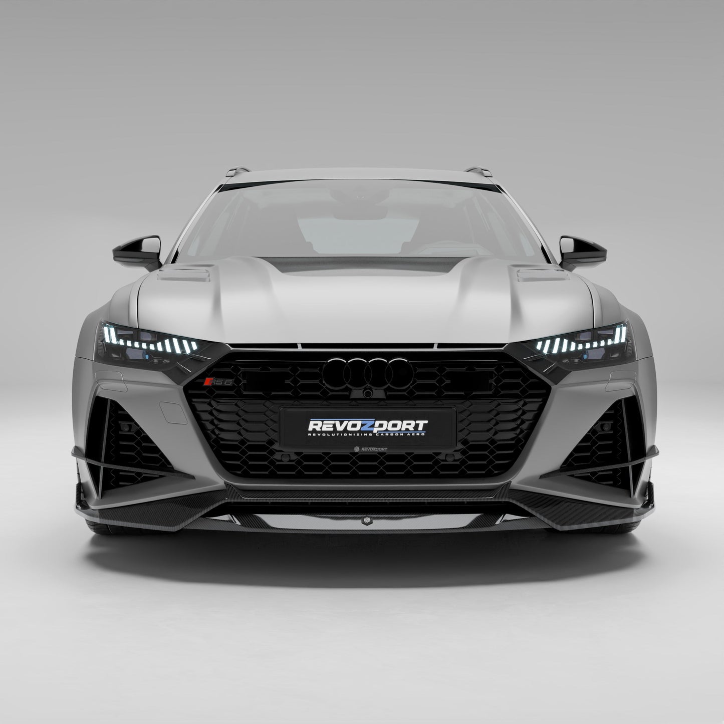 Audi RS6 C8 Avant carbon fiber kit, front grille angle