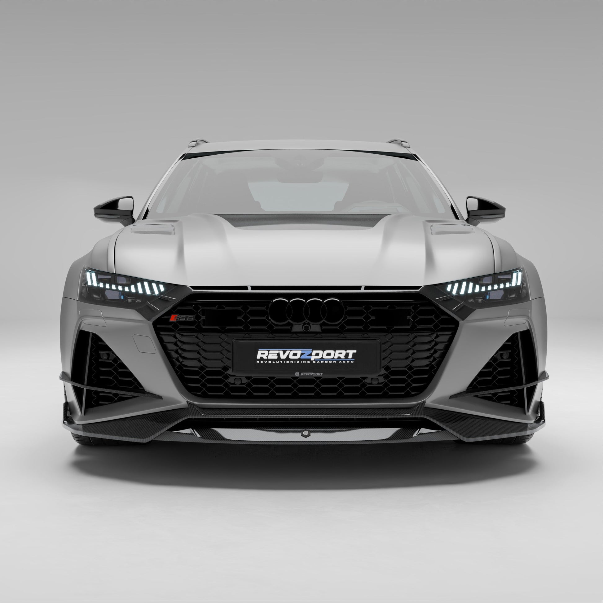Audi RS6 C8 Avant carbon fiber kit, front grille angle