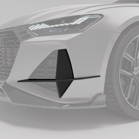 Carbon fiber canards fitted to Audi RS6 C8, front angle