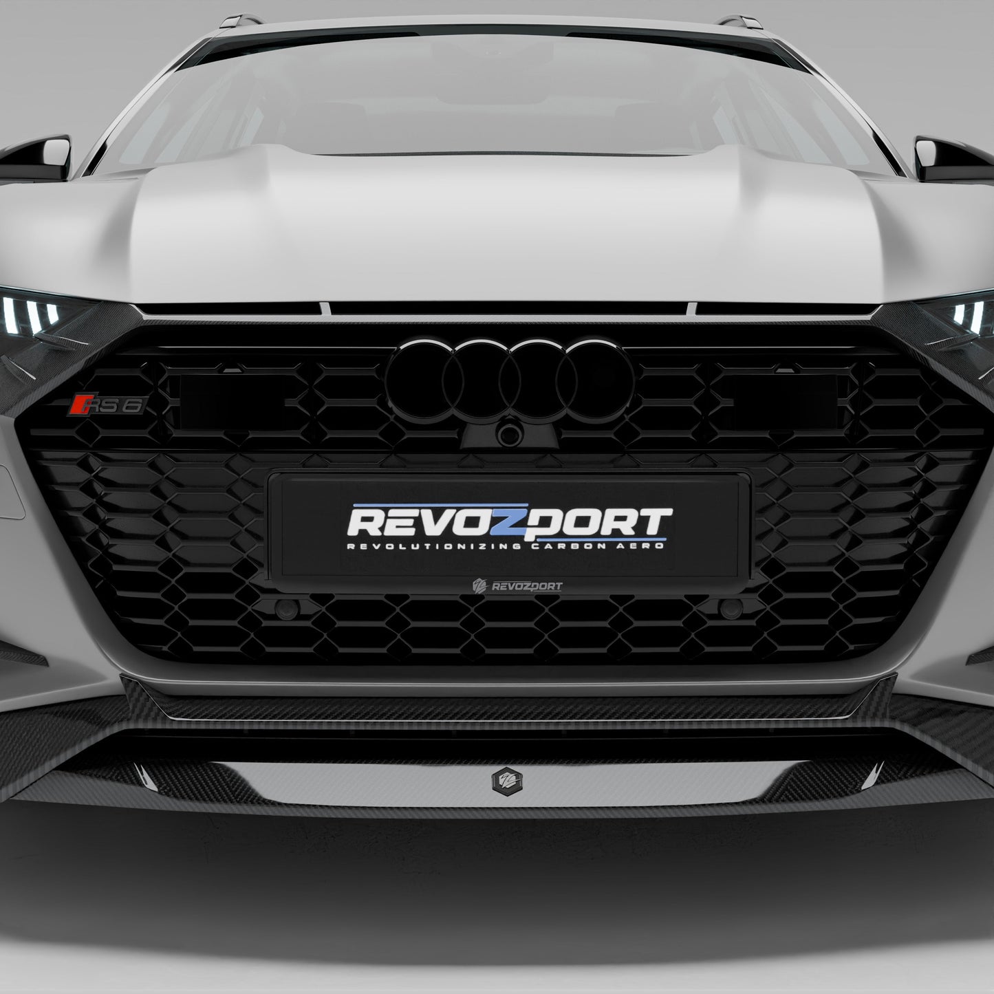 Audi RS6 C8 Avant carbon fiber front grille, head-on view