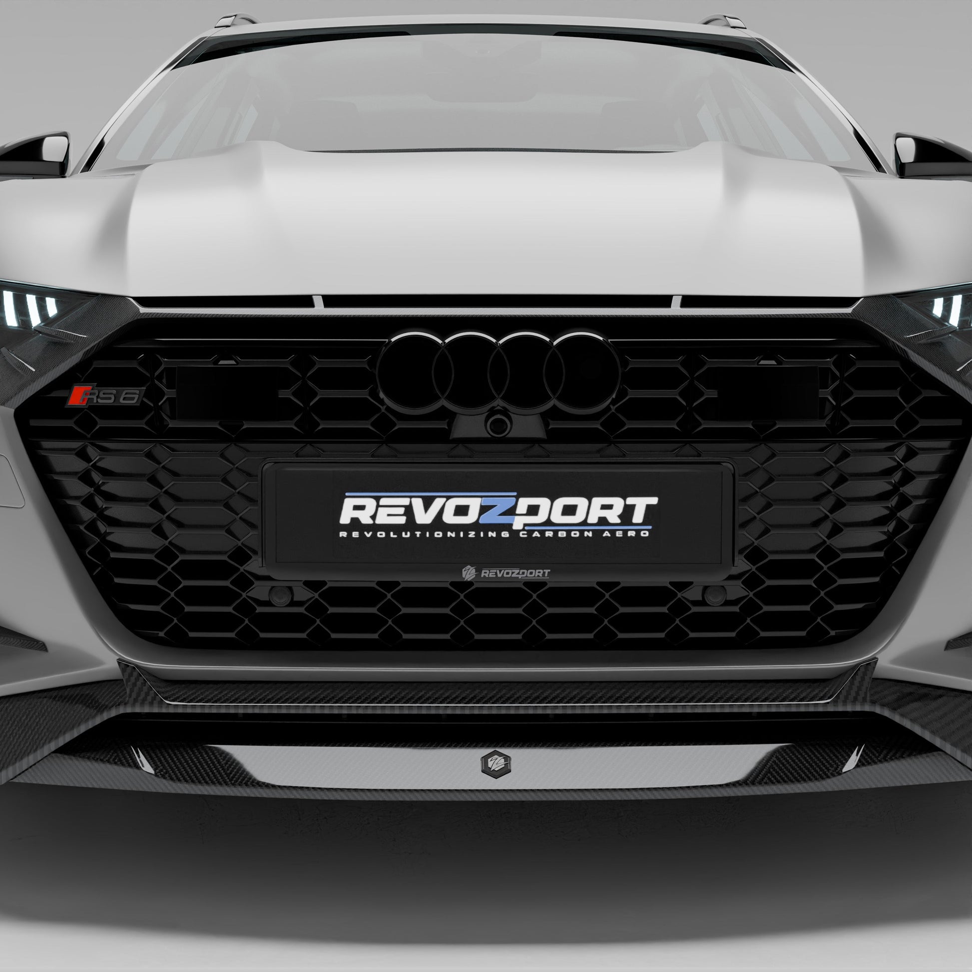 Audi RS6 C8 Avant carbon fiber front grille, head-on view