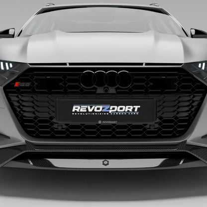 Audi RS6 C8 Avant carbon fiber front grille, head-on view