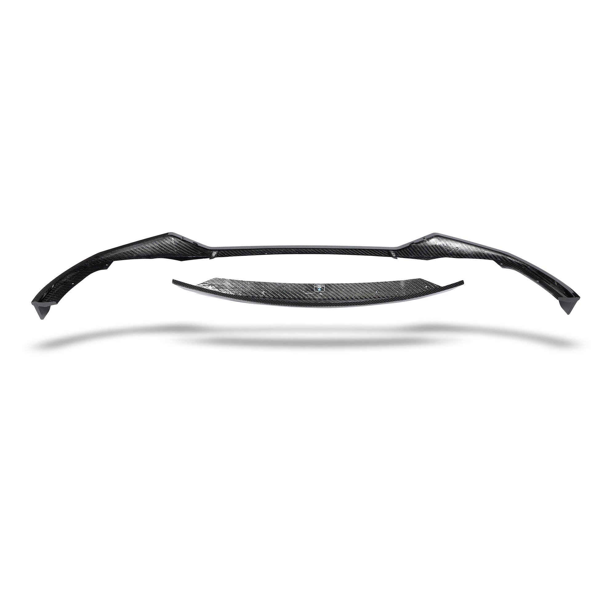 RS6 C8 carbon front lip fitted to lower bumper, side angle