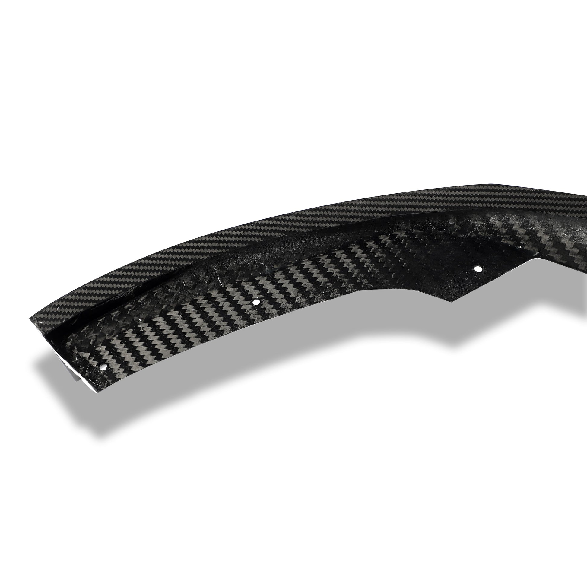 Audi RS6 C8 front lip studio product shot, three-quarter view