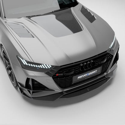 Audi RS6 C8 Avant carbon fiber hood, full front view