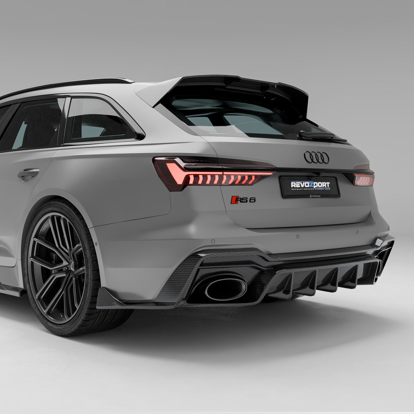 Audi RS6 C8 Avant carbon fiber rear diffuser, full rear view