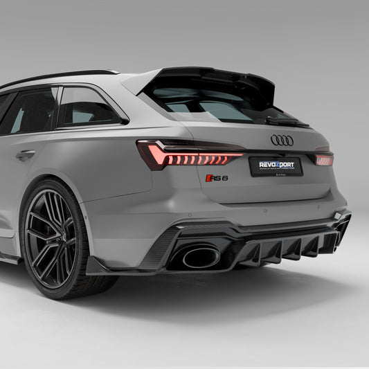 Audi RS6 C8 Avant carbon fiber rear diffuser, full rear view