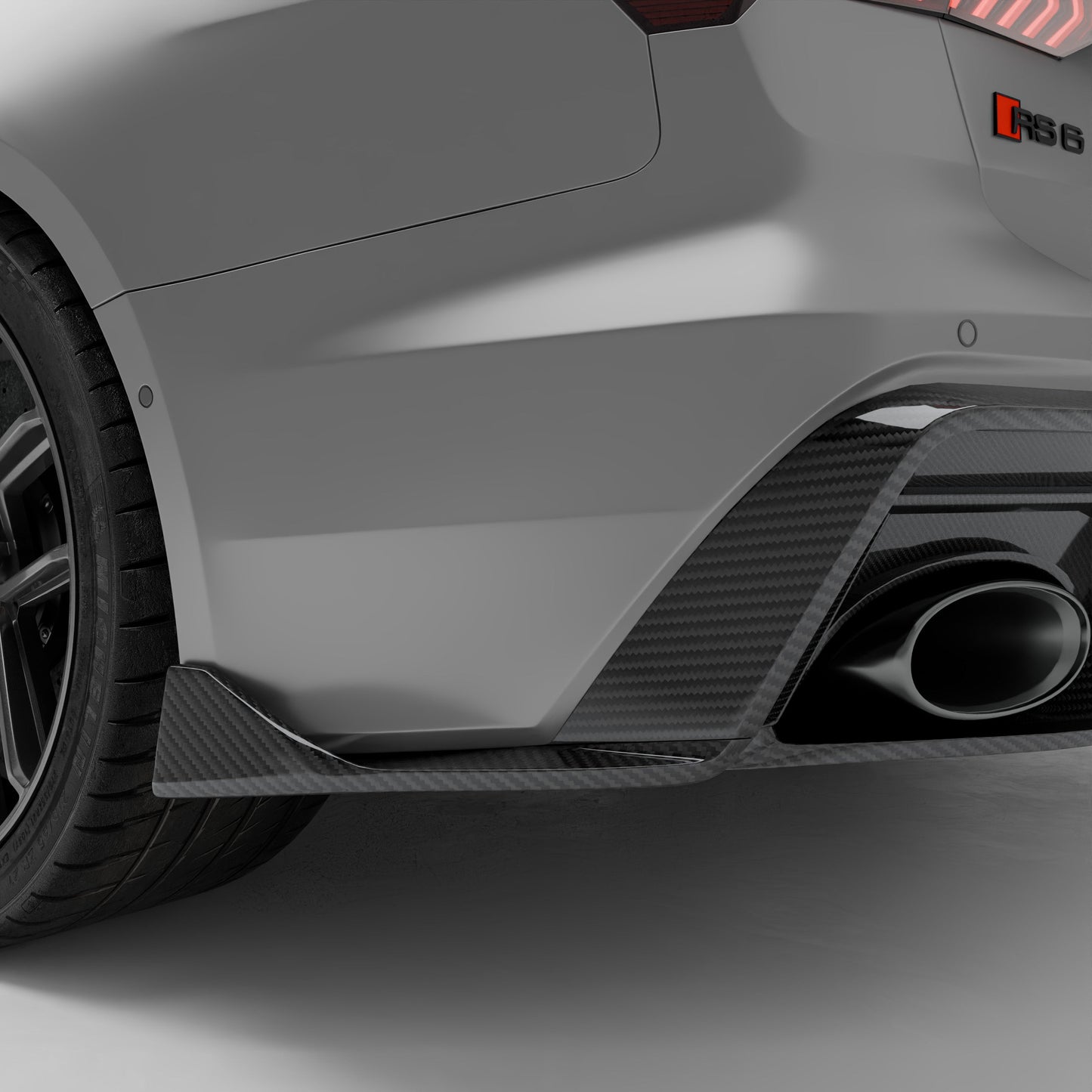 Carbon fiber rear diffuser for Audi RS6 C8, studio detail