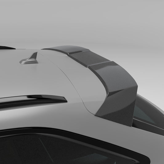 Audi RS6 C8 Avant carbon fiber roof spoiler rear three quarter view