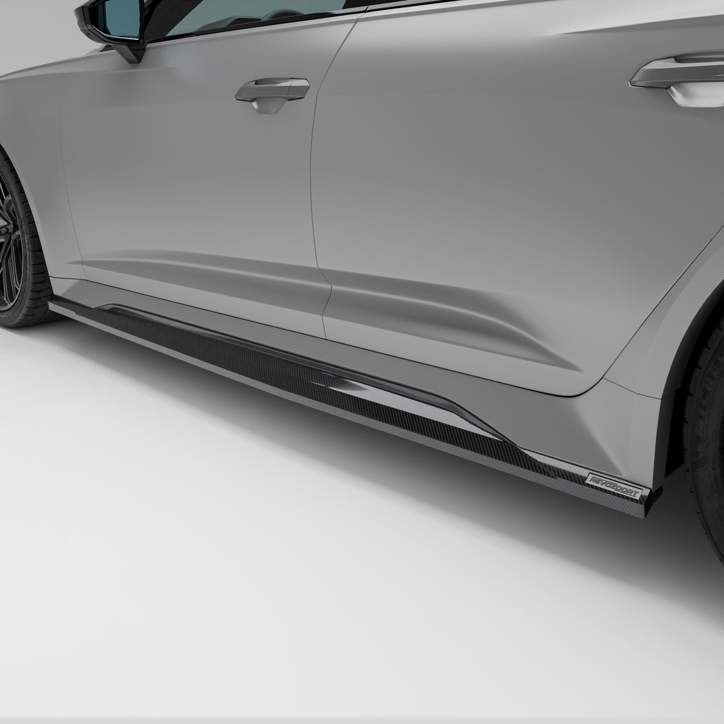 Audi RS6 C8 Avant with carbon fiber side skirts, full side view