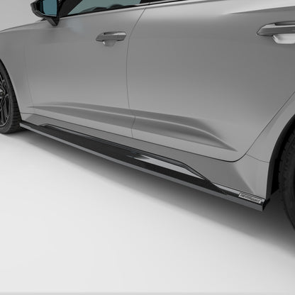 Audi RS6 C8 Avant with carbon fiber side skirts, full side view