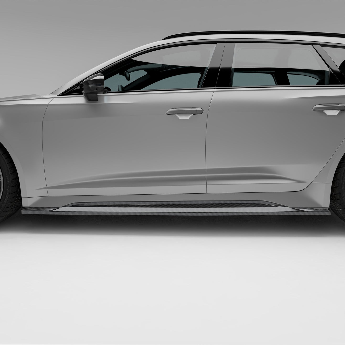 Audi RS6 C8 Avant side skirts product shot, side angle