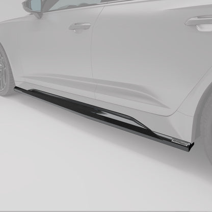 Carbon fiber side skirt fitted to Audi RS6 C8, side angle
