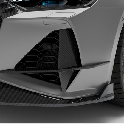 Audi RS7 C8 carbon fiber canards side angle on front bumper