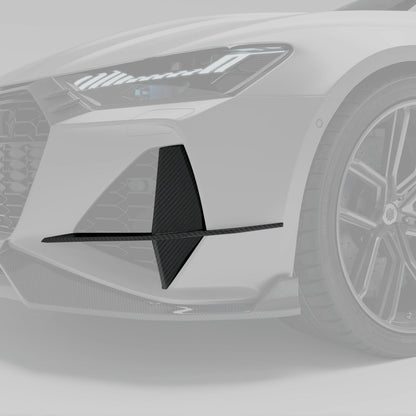 Audi RS7 C8 carbon fiber canards mounted on front bumper corner