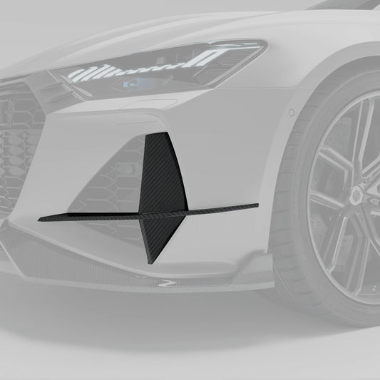 Audi RS7 C8 carbon fiber canards mounted on front bumper corner