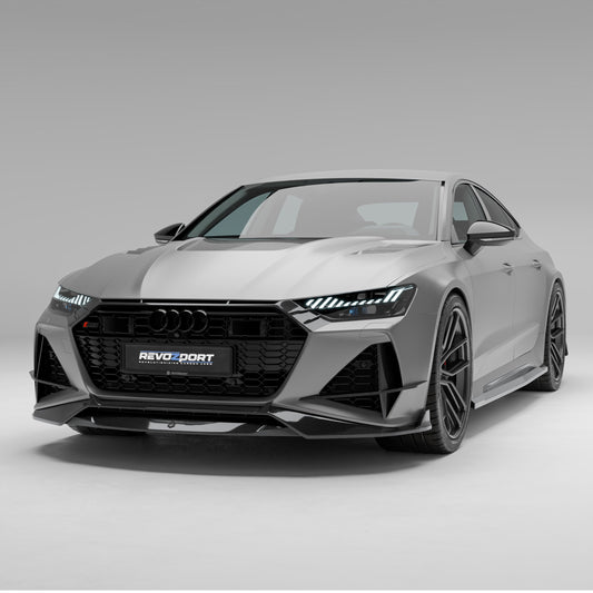 Audi RS7 C8 Sportback carbon fiber front lip front three quarter view