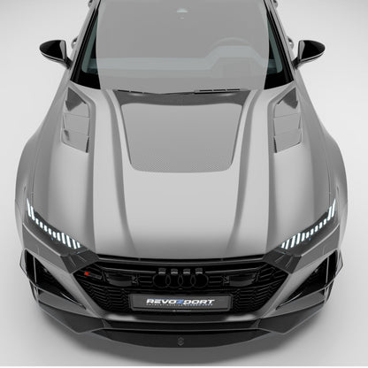 RS7 C8 carbon hood side profile contour view